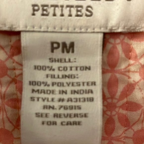 Appleseed's Pink and Coral Floral Quilted Jacket NWOT Sz PM 100% Cotton - Picture 7 of 12